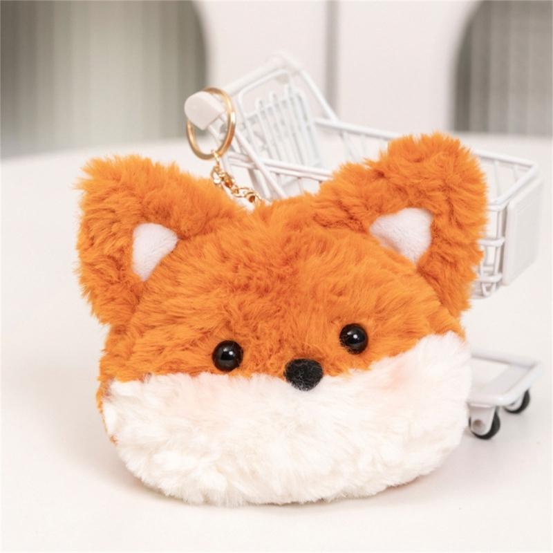 Плюшевая лиса Сумка через плечо Мягкая сумка через плечо Мультяшный рюкзак для девочек Милый животный Школьная сумка Кошелек для мелочи на зиму