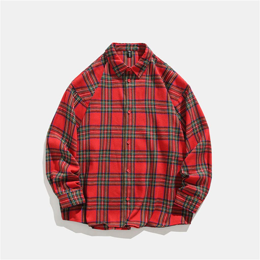 Весна и осень, новая мужская повседневная шерстяная клетчатая рубашка с длинными рукавами, свободная рубашка для пары