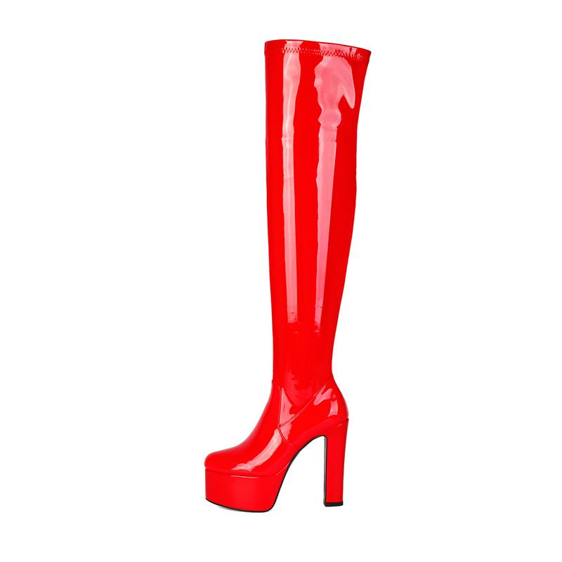 Women's high-heeled boots, sexy European and American style waterproof platform thick-heeled knee boots, autumn and winter large-size boots