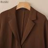 ZANZEA Women Casual Notched Lapel Loose Long Sleeve Thin Cardigan Blouse