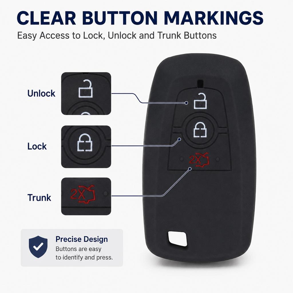Silicone Car Key Cover for Ford 3 Button Remote Key