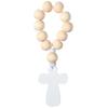 18Pcs Catholic Wooden Rosary Beads Bracelet with Crosses Pendant with Mesh Drawstrings Bag for Baptism First Communion