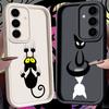 Мультяшный Милый Маленький Черный Кот Чехол для Телефона Для Samsung S26 S25 S24 S23 S21 S20 Ultra Для Galaxy S25 S24 FE S26 Plus Силиконовый Чехол
