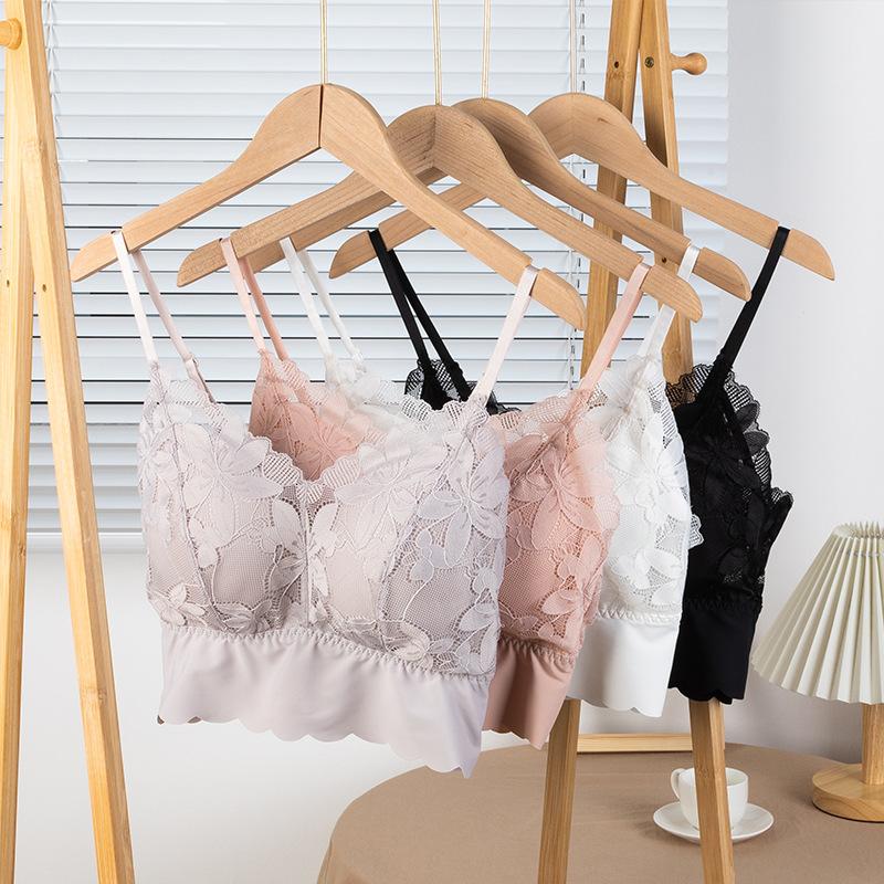 Кружевная майка с фиксированной чашкой для женской внутренней и верхней одежды, облегающий многоцветный сексуальный бюстгальтер с универсальными ремешками