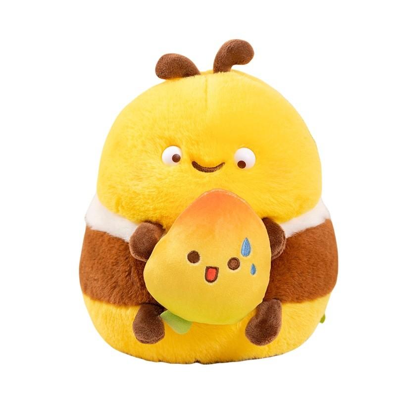 Charming Fluffy Plush Bee Doll Colorful Stuffed Animal Toy With Pp Cotton Filling