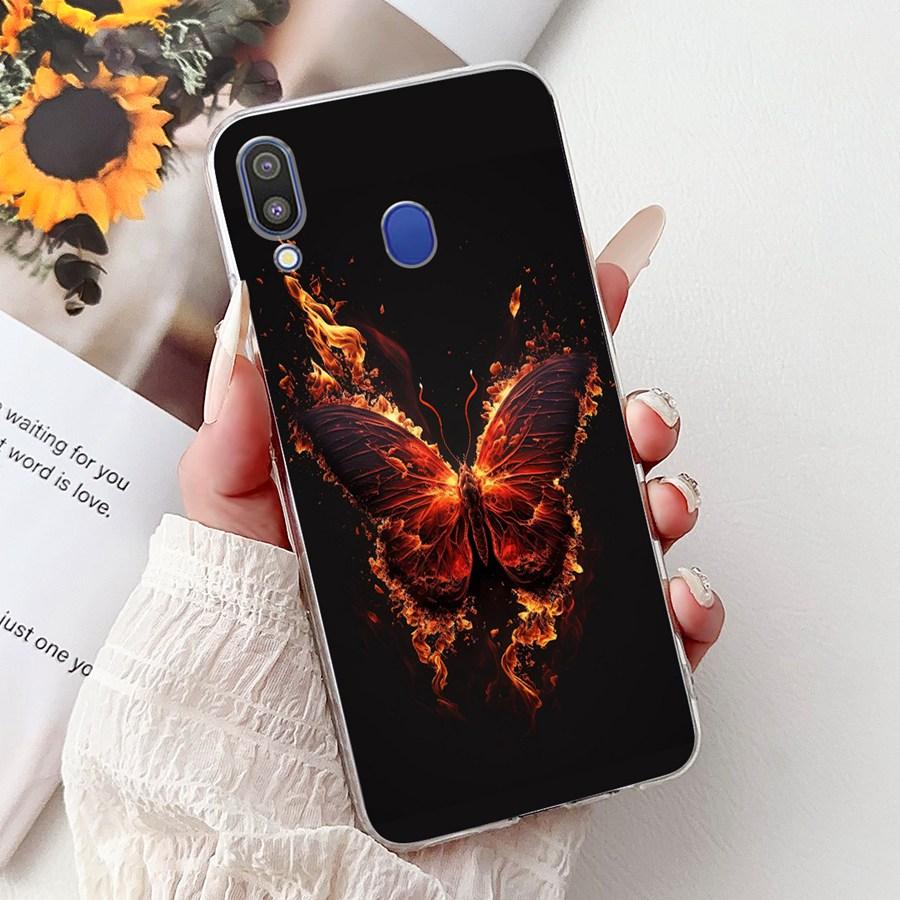For Samsung Galaxy M20 Case SM-M205F Soft Silicone Butterfly Painted Phone Case Cover for SamsungM30 M 20 M 30 M305F Capa