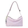Checkered single shoulder bag, large capacity travel cross-body bag, light and casual underarm bag