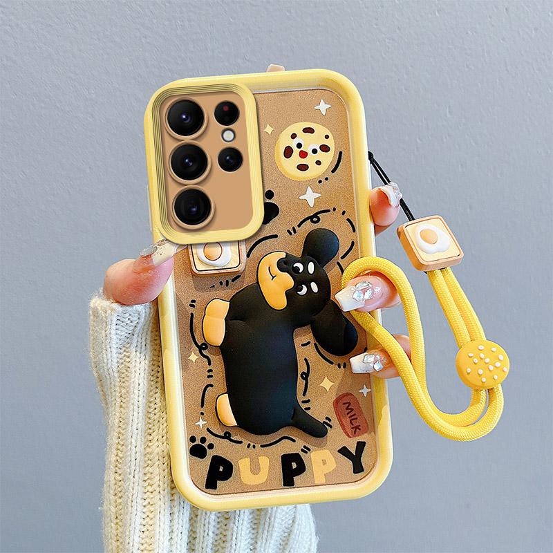 KEYSION Противоударный чехол для Samsung S24 Ultra S24+ S24 FE со шнурком Силиконовый 3D мультяшный чехол для телефона куклы для Galaxy S23 Ultra