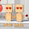 Yousheng День святого Валентина Деревянный человечек Орнамент Ручной работы Фермерский дом Рустик Фигурка робота-пары Настольная табличка Украшение для дома Офиса Настольное