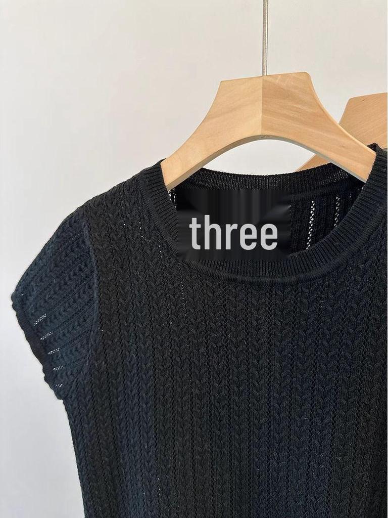 Женский топ с коротким рукавом в корейском стиле, вязаный ажурным узором, весна/лето 2025