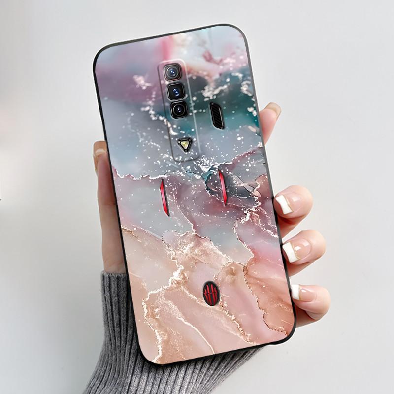 Чехол для Red Magic 7 NX679J Чехол для Nubia Red Magic 7S Задняя крышка Милый Кролик с Сердечками Черный Мягкий ТПУ Чехол для Телефона Оболочка для RedMagic 7 7S