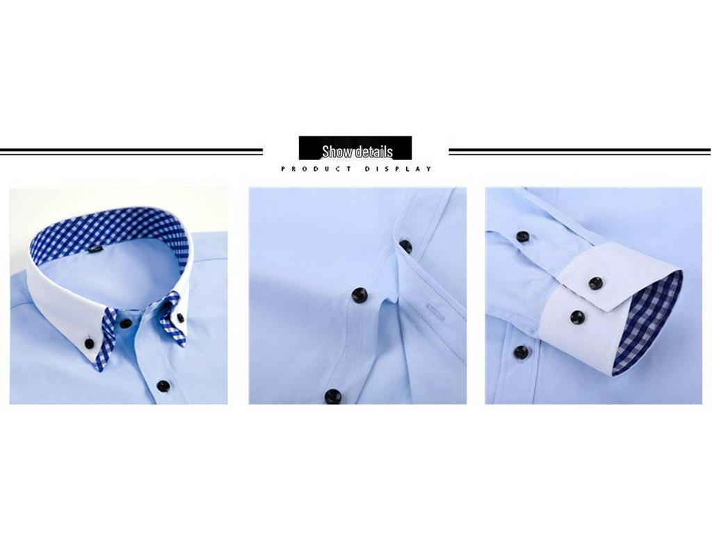 Мужская не требующая глажки, устойчивая к сминанию, рубашка в стиле бизнес-кэжуал с длинным рукавом и цветными блоками