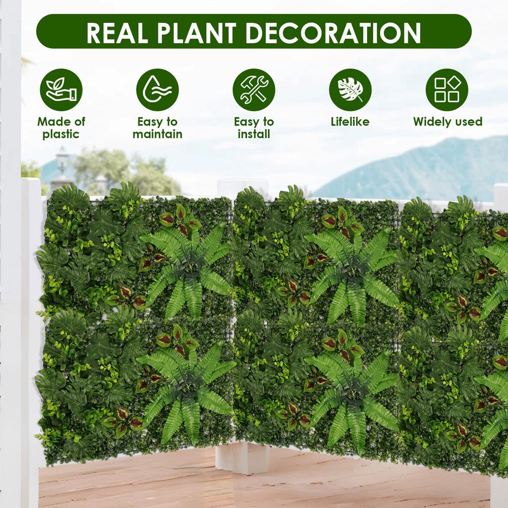 1/2 Pcs Artificial Plants Wall Panel Plastic Weather Resistant Faux Hedge Panels for Outdoor Home Garden Balcony Lawn Decoration