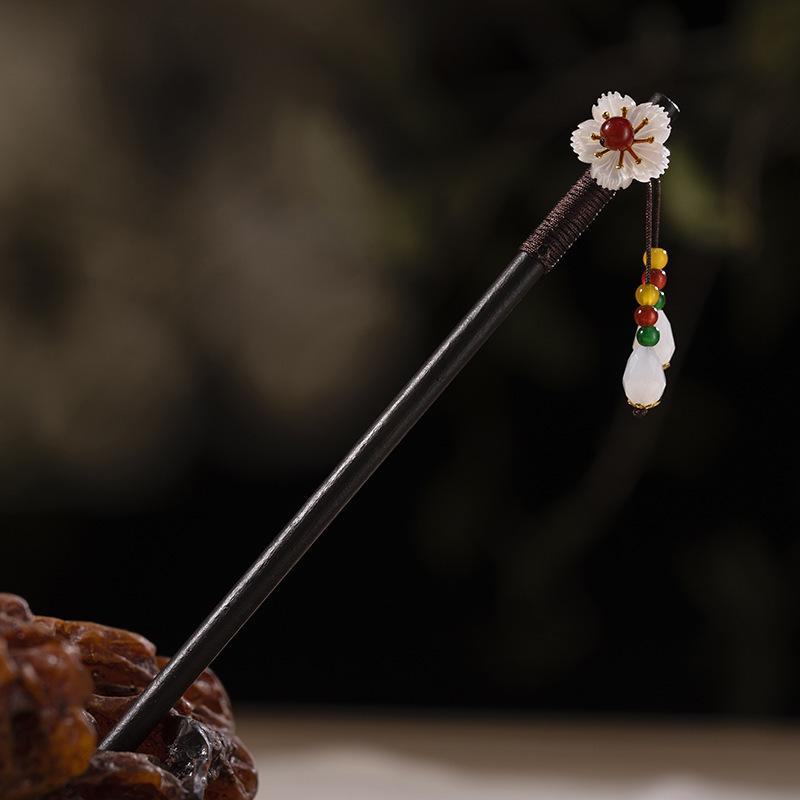 Заколка для волос с кисточкой из искусственного черного дерева в старинном стиле - аксессуар ханьфу для женщин