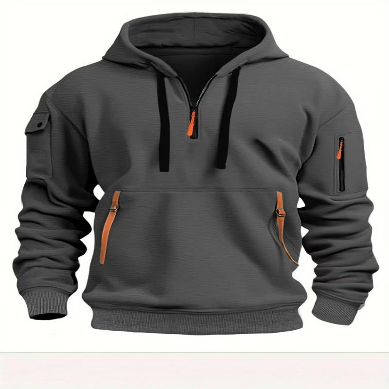 2025 Men's Clothing Hoodie, Multi-pocket Zipper Loose Casual European Size Pullover Hoodie Fashion Spring Fall Clothing