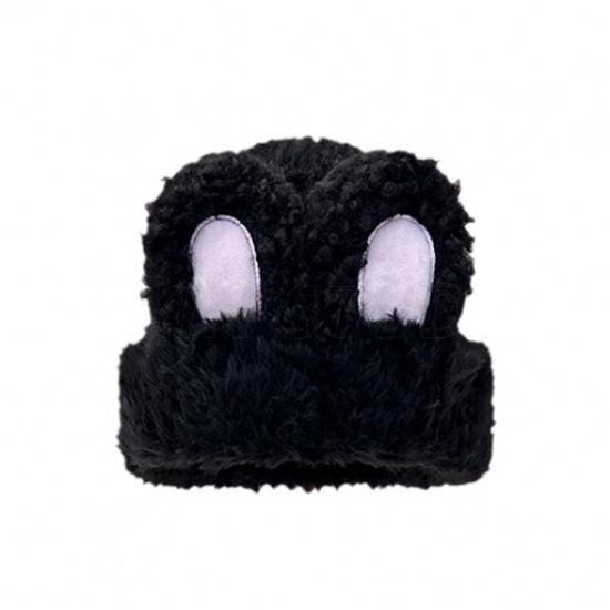 Korean cute plush rabbit ear hat for women, autumn and winter warm knitted hat, ear protection, face-slimming cold weather hat, trendy head wrap hat