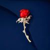 Exquisite High-End Red Rose Brooch - Luxury Retro Corsage Pin for Women's Fashion Suits
