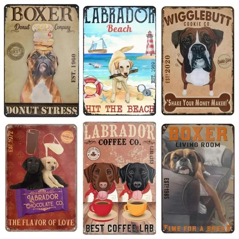 Metal Tin Signs Corgi Labrador Wall Decoration Plaque Vintage Art Poster Iron Painting for Man Cave Home Cafe Garden Club Bar
