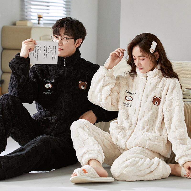 Зимний мужской домашний костюм из кораллового бархата, утолщенный плюс бархат, чтобы согреться зимой, можно носить повседневный кардиган, домашний служебный костюм