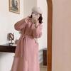 Зимнее длинное женское пальто из двухсторонней шерсти в стиле Хепберн.