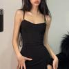 Летнее сексуальное мини-платье женское без рукавов на бретельках уличная одежда со складками на спине облегающее черное платье с разрезом вечерние элегантные платья трапециевидной формы