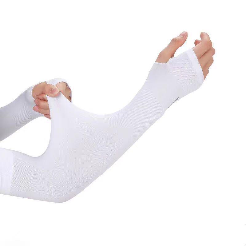 Unisex Ice Silk Sun Protection Arm Sleeves - Anti-UV, Breathable, Plus Size for Cycling, Driving, Outdoor Activities