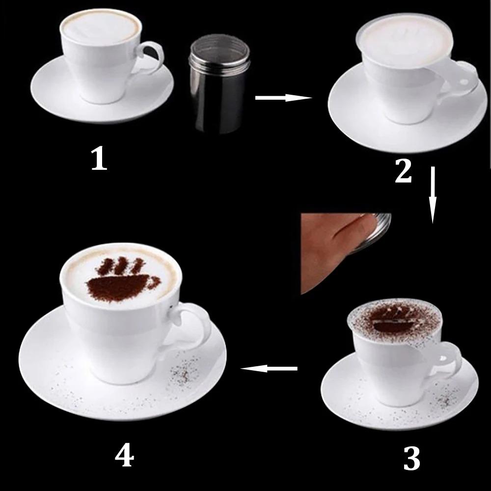 16PCS/1 set Coffee Stencils Fancy Coffee Printing Model Milk Cake Stencils Cappuccino Mold Cake Drawing Mould Home Kitchen Supplies