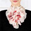 Цветной цветочный принт, шифоновый шейный платок, дышащие оборки, поддельный воротник, стильный съемный декоративный шарф