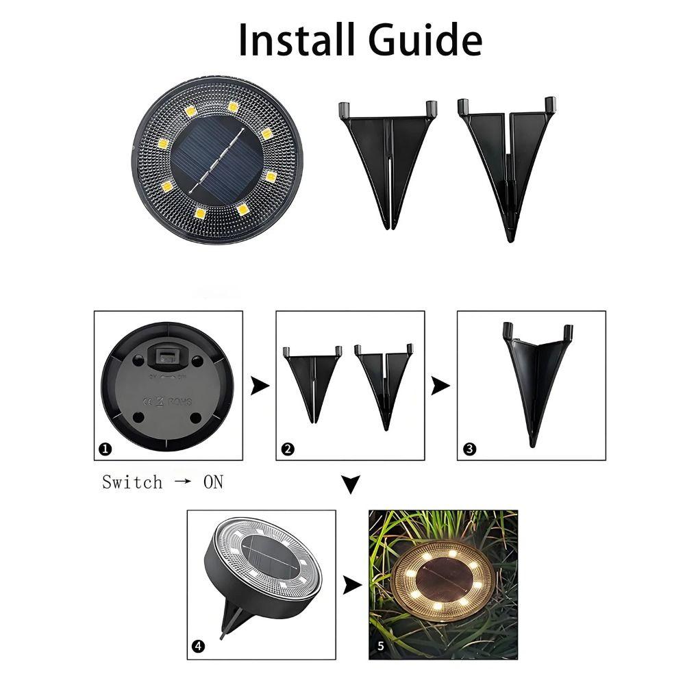 2Pcs Super Bright Solar Buried Lights Solar Power Lawn Lamp Path Deck Lights Garden
