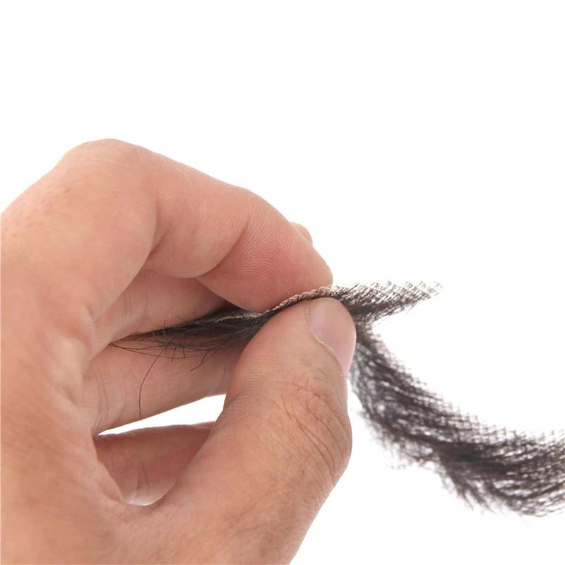 100% Борода из натуральных волос, кружевная сетка, борода, короткая, реалистичные накладные усы для мужчин, макияж, волосы на лице, ручная работа, незаметная