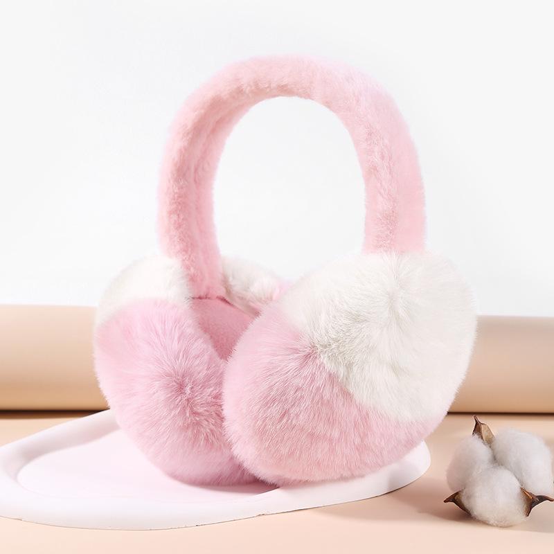 Милые женские складные зимние наушники из плюша — контрастный цвет, согревающие уши и защищающие от ветра во время езды на велосипеде на открытом воздухе