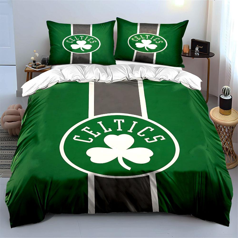 Green Celtics Logo Bedding Set Bedding Duvet Cover Set Duvet Cover Pillowcases (1 * Duvet Cover 2 * Pillowcases, without duvet insert)