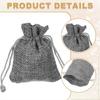 2.7x3.5 Inch Burlap Bags with Drawstring, 50 Pcs Linen Favor Gift Bags Reusable Jewelry Pouch Sacks for Party Christmas Festival, Gray