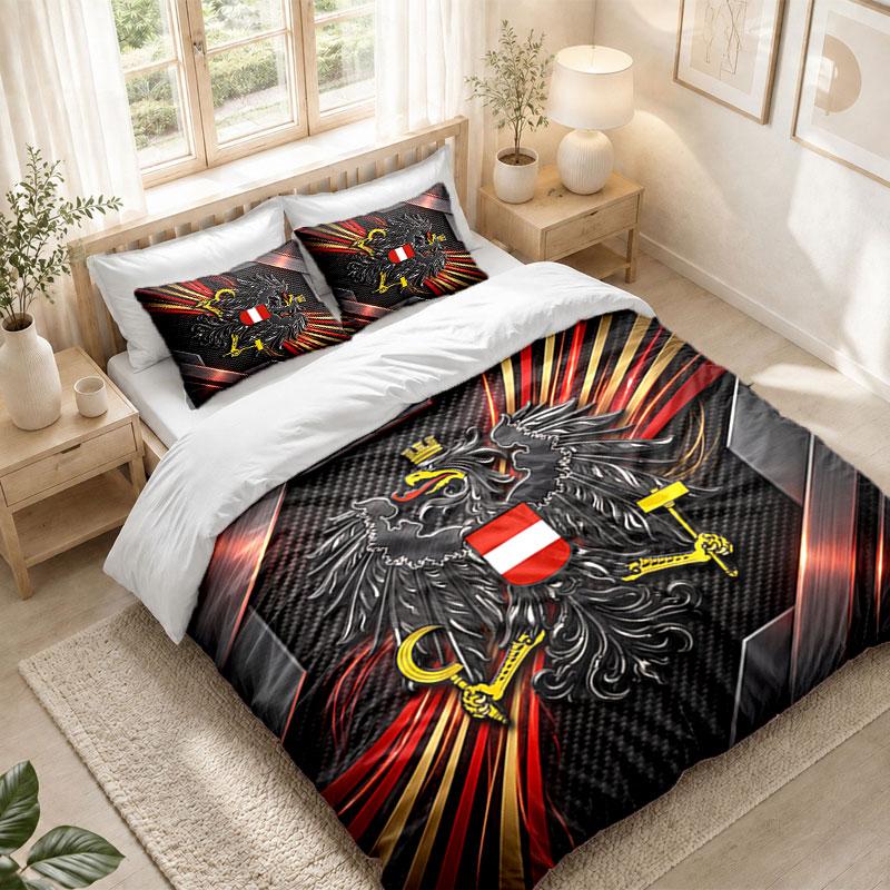 Bedding Set 1 Duvet Cover 2 Pillowcases Austria Football Print Bedroom Home Decoration