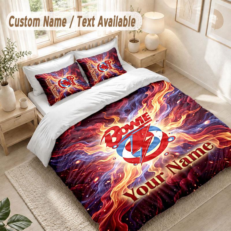 Custom Name Bedding Set 3 PiecesDavid Bowie Print Duvet Cover + 2 Pillowcases Soft Bed Decor