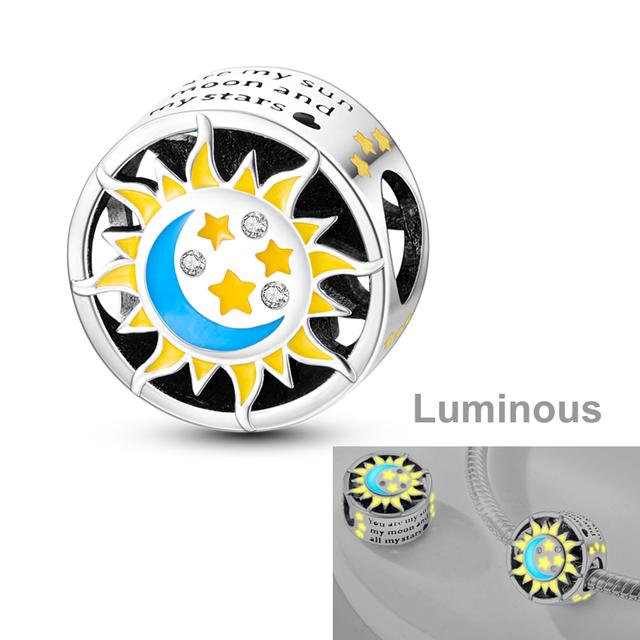 Звездная коллекция, подвески, бусины, серебро 925 пробы, солнце, звезды, луна, висячие подвески, подходят для оригинальных ювелирных изделий, браслета, ожерелья