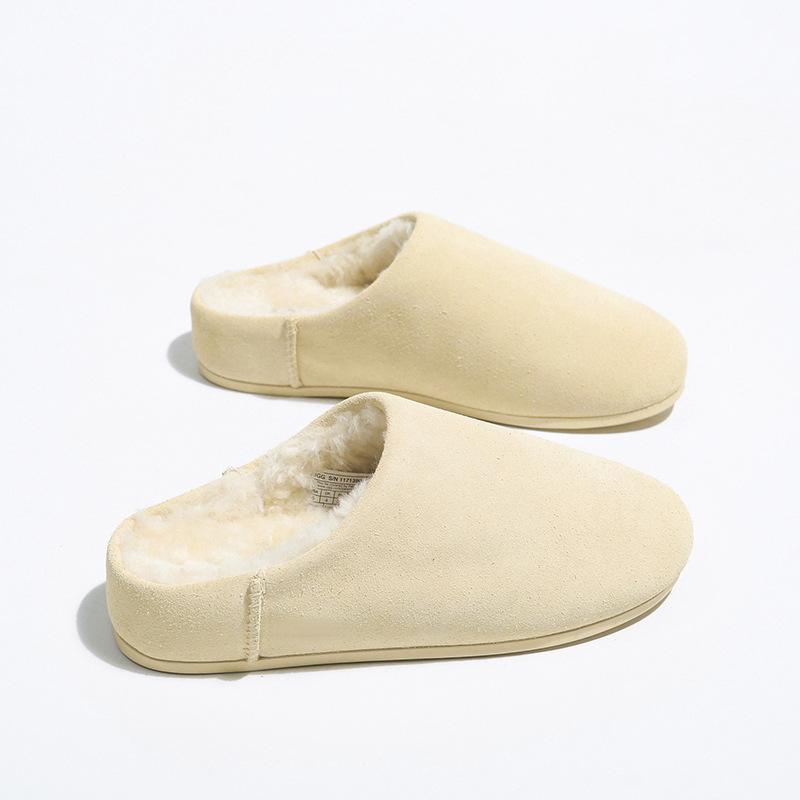 Thick-soled Fur Integrated Wool Shoes Women's 2025 Autumn and Winter New Bag Head Half Slippers Casual Warm Non-slip Cotton Shoes