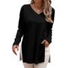 Женская мода рубашки с длинным рукавом свободные облегающие V-образные вырезы базовые топы повседневные наряды