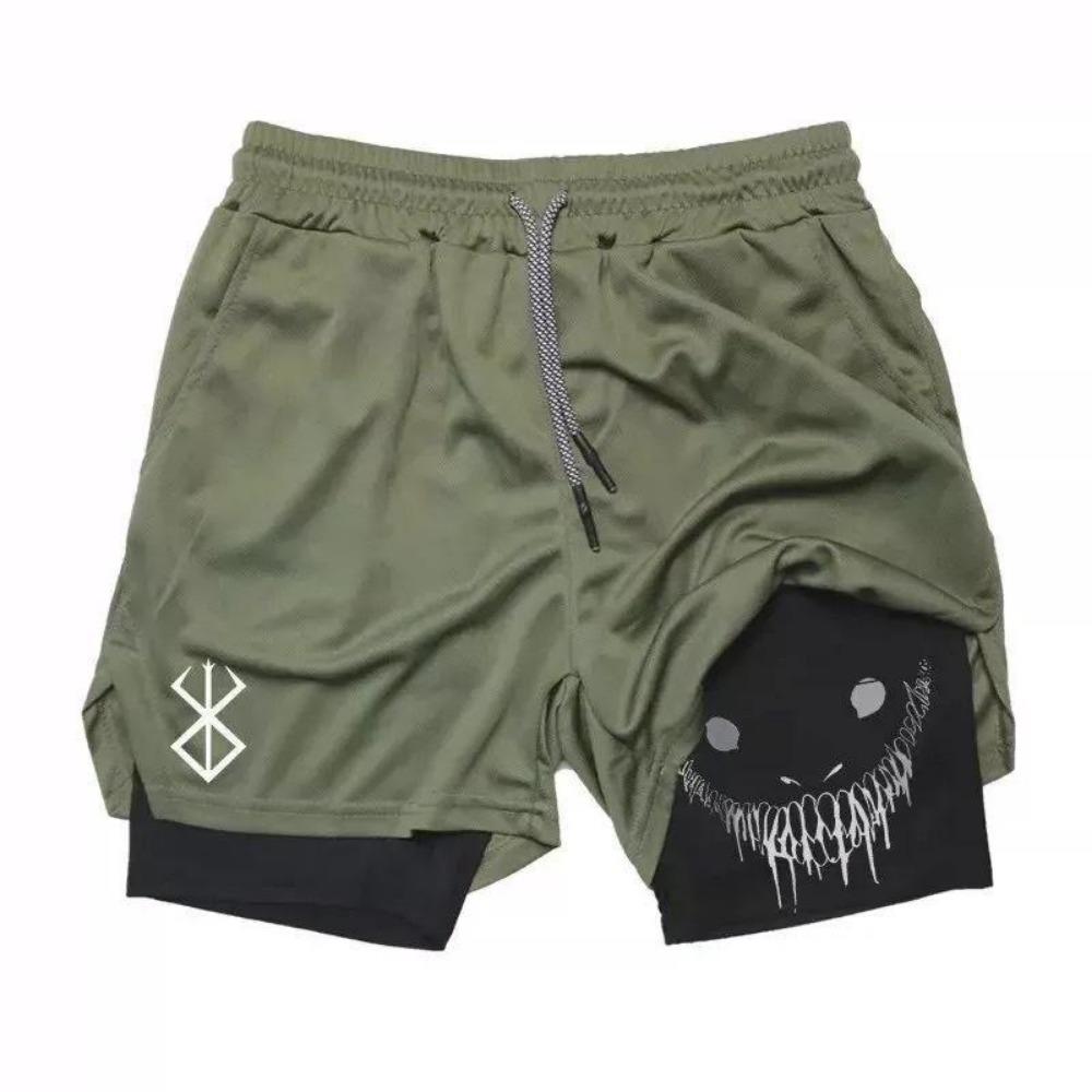 Мужские спортивные шорты 2 в 1, быстросохнущие шорты для бега, занятий в спортзале и фитнеса, двухслойные