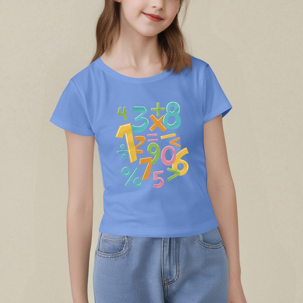 Детский набивной короткий рукав круглый вырез повседневный удобный свободный легкий топ