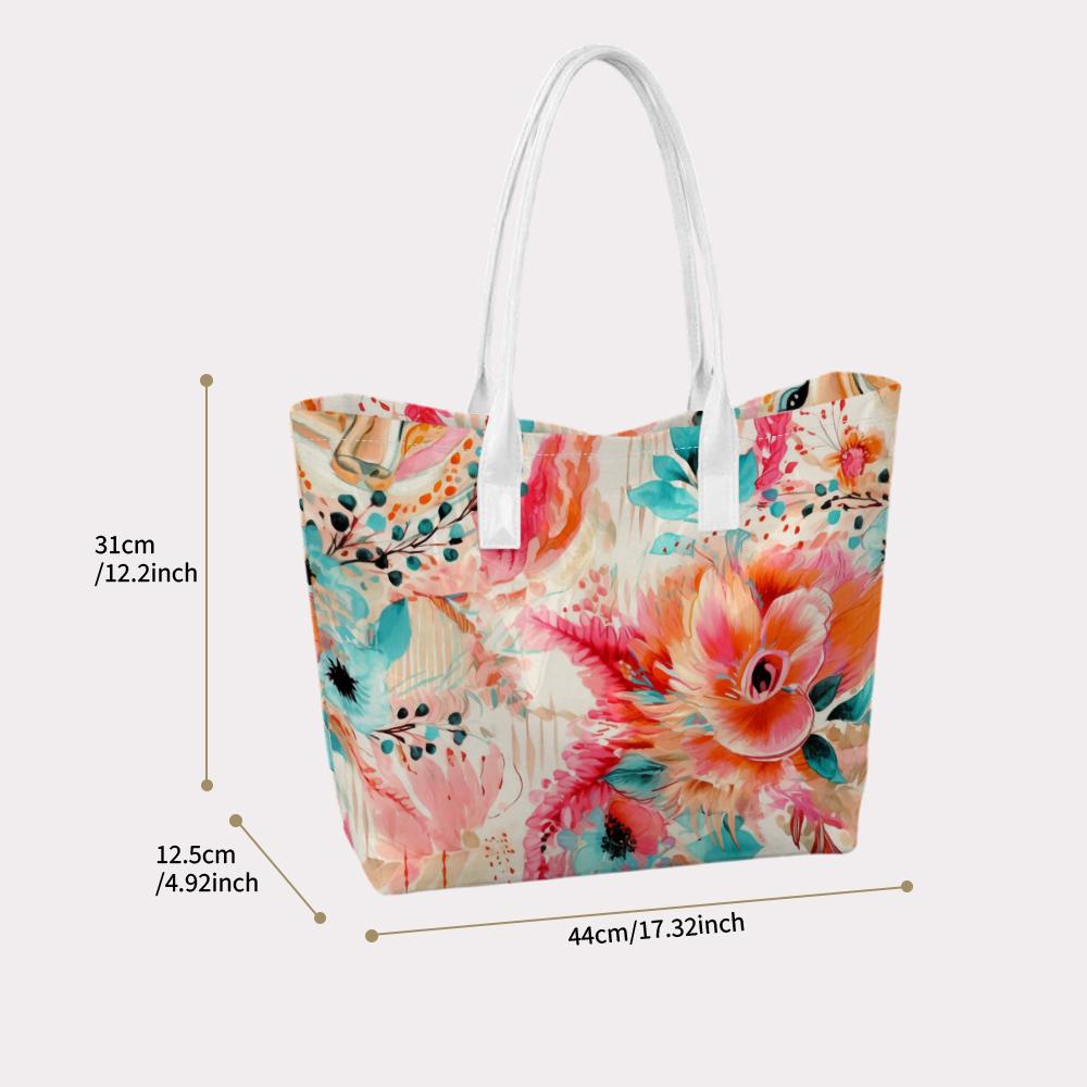 Boho Watercolor Floral Tote Bag Stylish Daily Use Casual Shoulder Bag