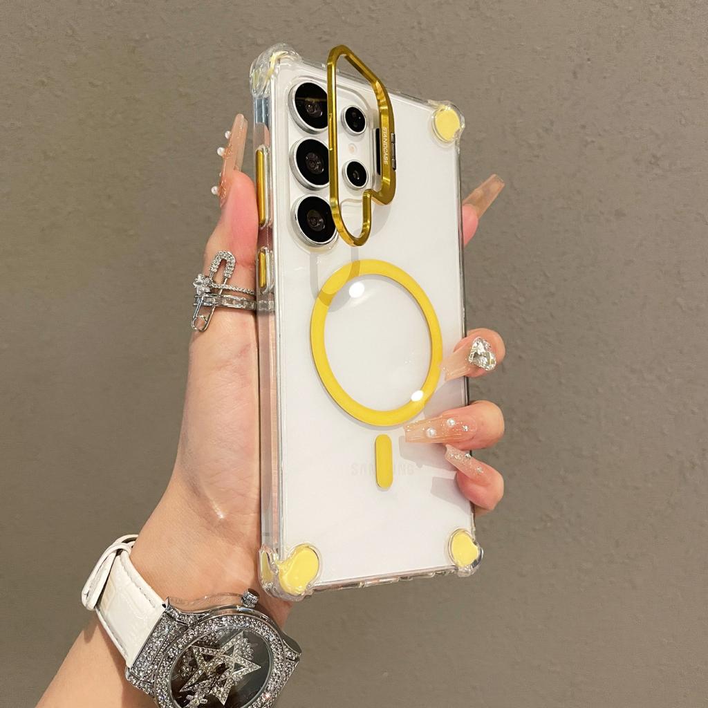 Магнитный чехол для телефона Samsung S25 Ultra Подходит для S24 Металлический кронштейн для объектива A17 Подушка безопасности на четырех углах Защита от падения A56