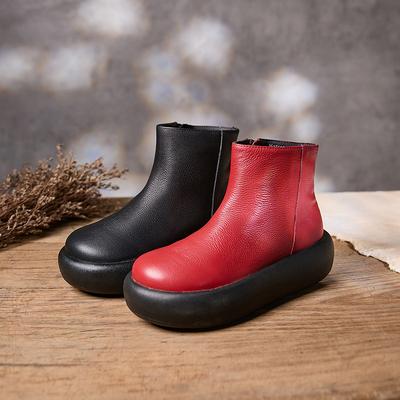 Женская обувь, Короткие ботинки, Кожаные ботинки с толстой подошвой и увеличением роста с большим пальцем, Ботинки Мартина из губки