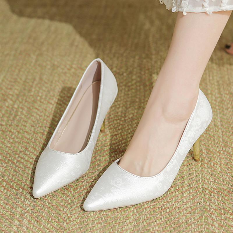 Модные новые женские туфли-лодочки больших размеров с острым носком, туфли-лодочки на высоком каблуке, свадебные туфли на каблуке для женщин Zapatos De Mujer
