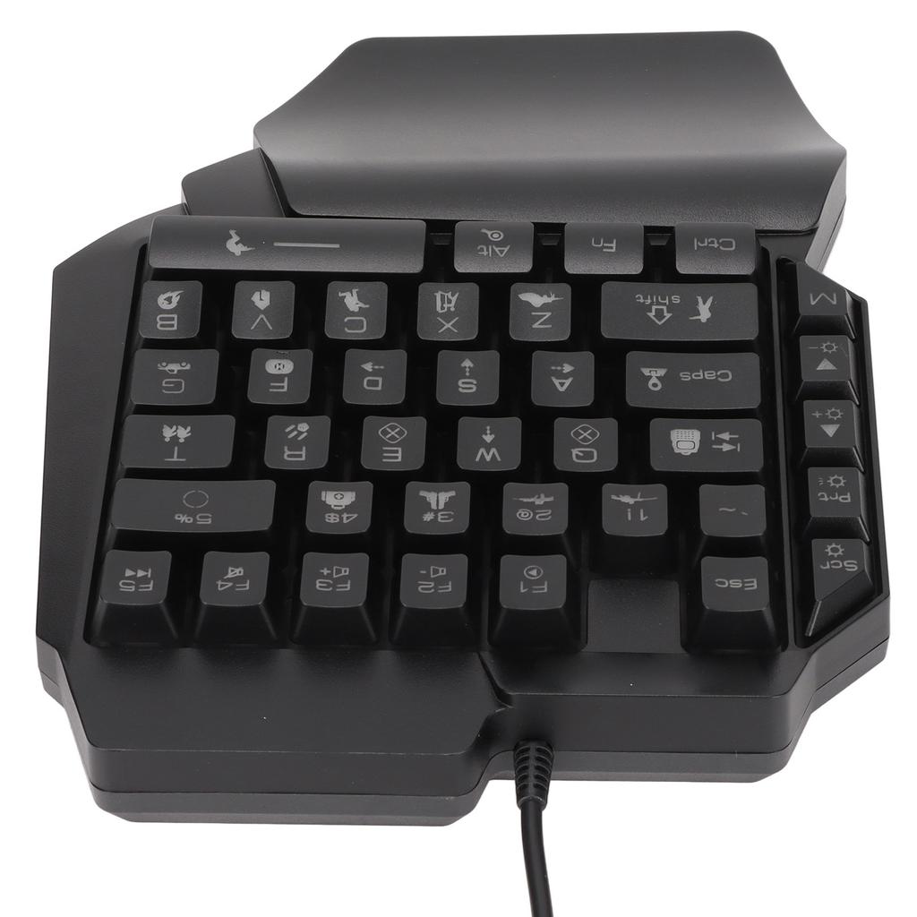 One Handed Gaming Keyboard 39 Keys Luminous Ergonomic Design Anti Slip Waterproof USB Mechanical