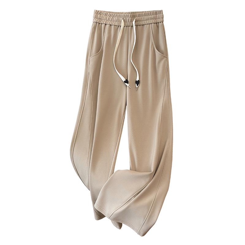 Супер Свободные Брюки Большого Размера с Высокой Талией из Ледяного Шелка Прямого Кроя - Женские Летние Девятиточечные Повседневные