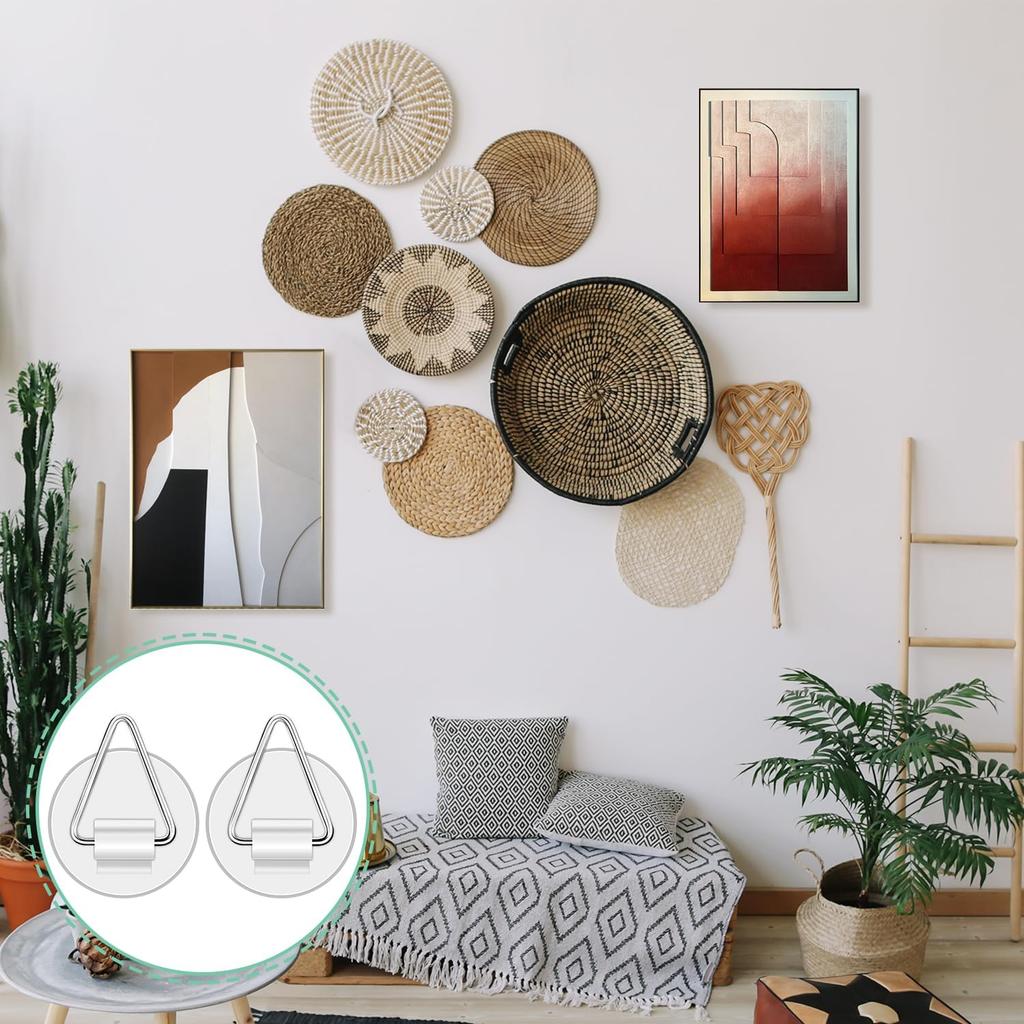 54 PCS Plate Hangers for The Wall, 0.8 Inch Mini Adhesive Vertical Plate Holders, Invisible Plate Hanger, Wall Hanging Hooks for Decorative Plates