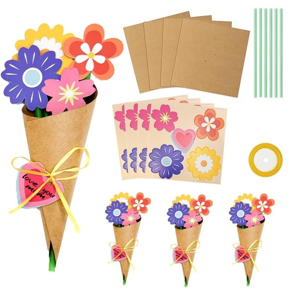 Colorful Paper Flower Bouquet Craft Kit Folding Romantic DIY Sunflower Bouquet Set Blessing Handmade Paper Flowers Making Kit