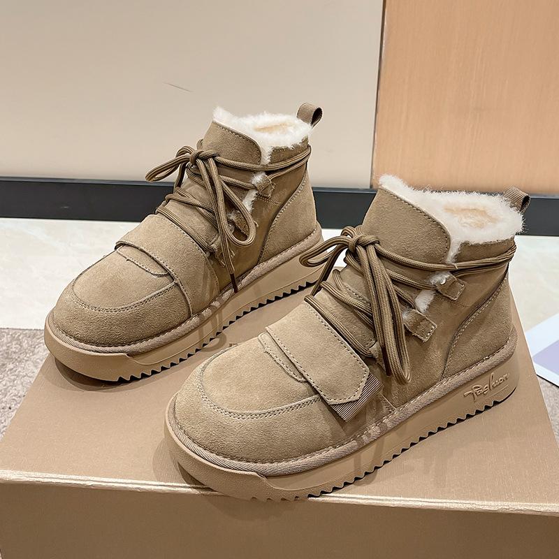 Женская обувь зимние сапоги плюшевые утолщенные зимние модные винтажные толстые подошвы противоскользящие теплые зимние сапоги для отдыха