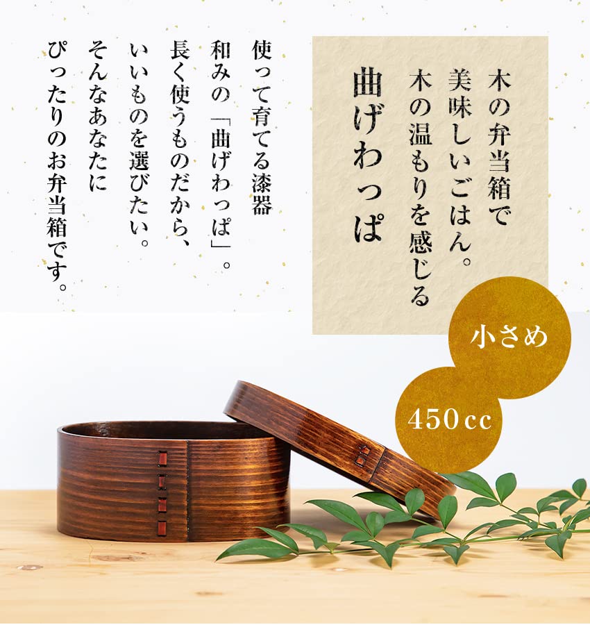 Osaka Choseido Magewappa Bento 1 with Lunch Band Beige Band Included Box, Oval, Tier, Divider, Included, Small, 450cc,